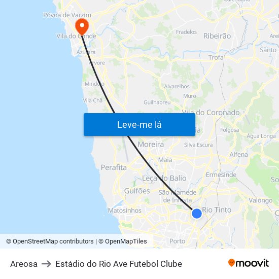 Areosa to Estádio do Rio Ave Futebol Clube map