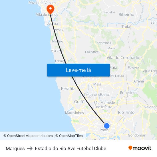 Marquês to Estádio do Rio Ave Futebol Clube map