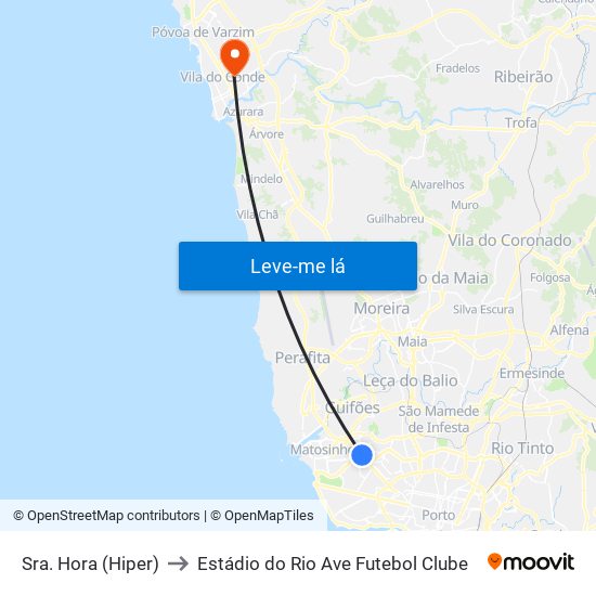Sra. Hora (Hiper) to Estádio do Rio Ave Futebol Clube map