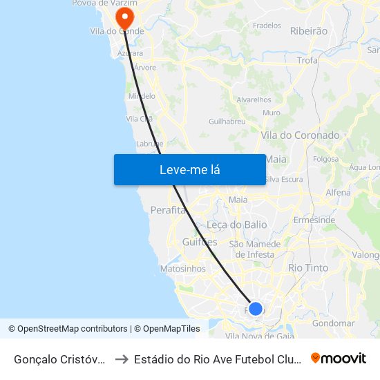 Gonçalo Cristóvão to Estádio do Rio Ave Futebol Clube map