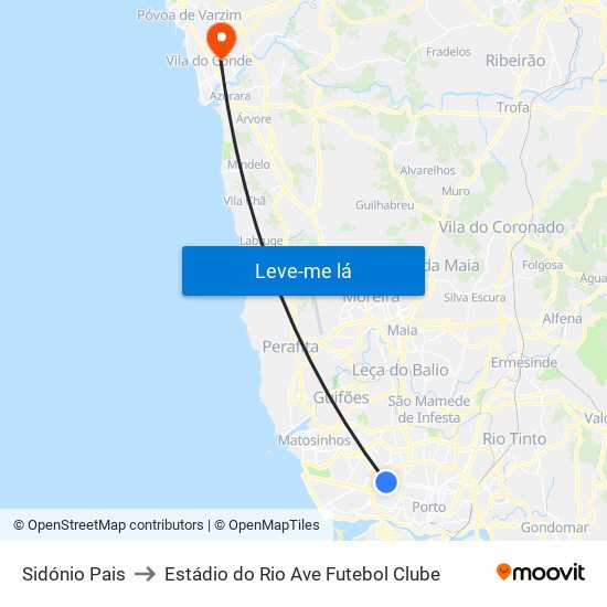 Sidónio Pais to Estádio do Rio Ave Futebol Clube map