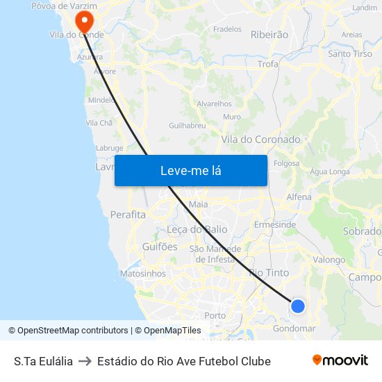 S.Ta Eulália to Estádio do Rio Ave Futebol Clube map