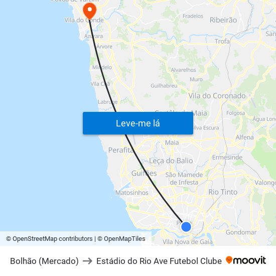 Bolhão (Mercado) to Estádio do Rio Ave Futebol Clube map