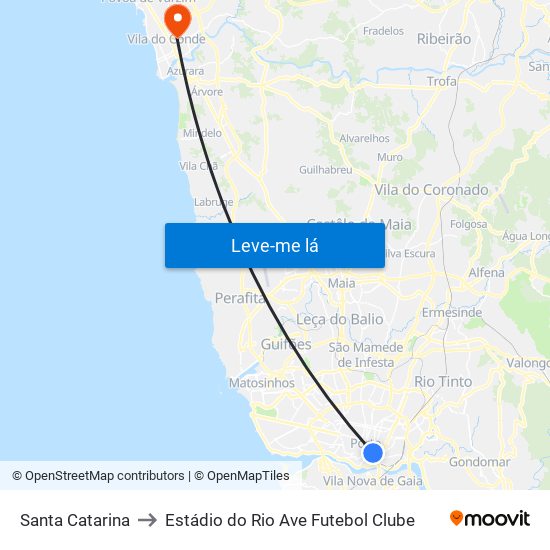 Santa Catarina to Estádio do Rio Ave Futebol Clube map