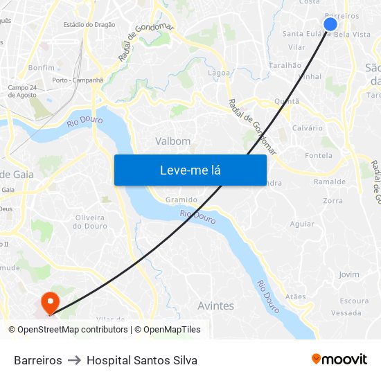 Barreiros to Hospital Santos Silva map