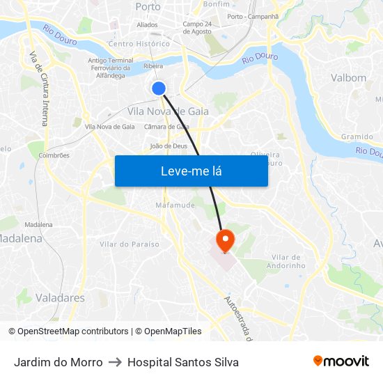 Jardim do Morro to Hospital Santos Silva map