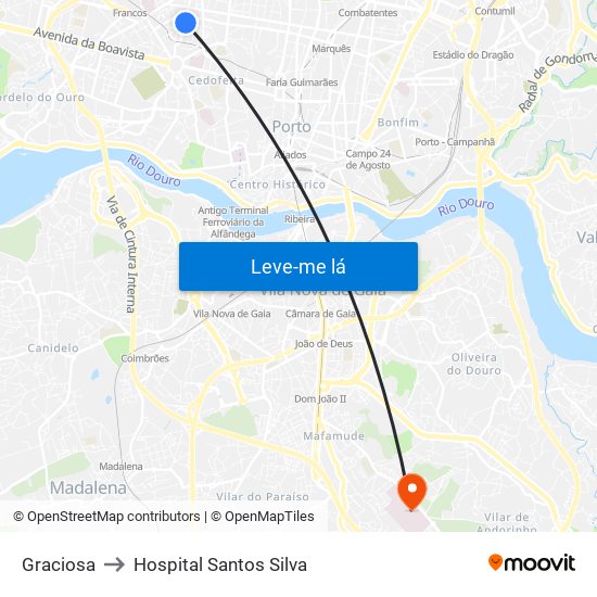 Graciosa to Hospital Santos Silva map