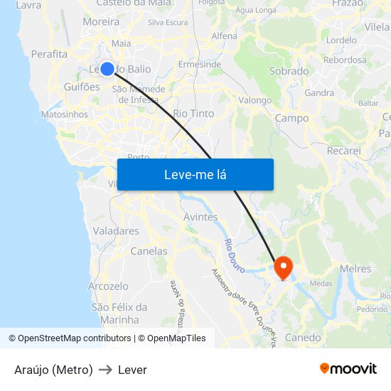 Araújo (Metro) to Lever map