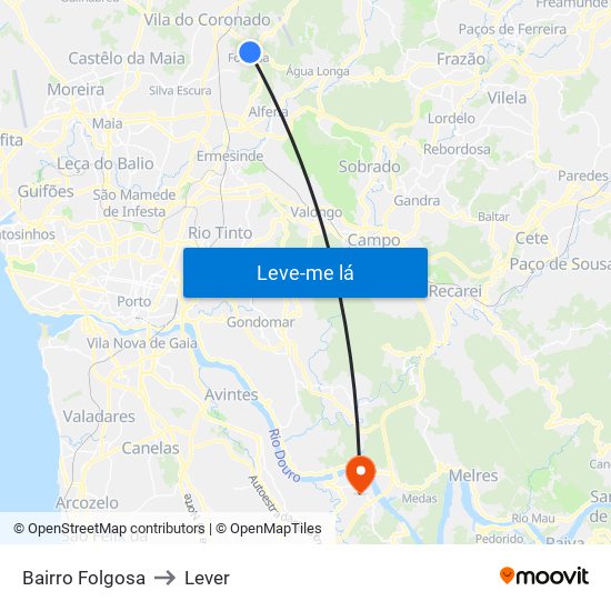 Bairro Folgosa to Lever map