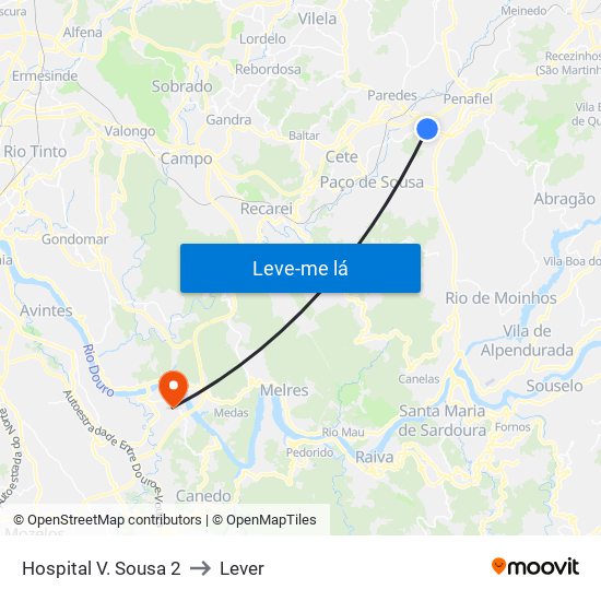 Hospital V. Sousa 2 to Lever map