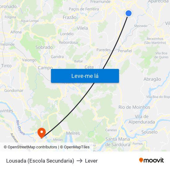 Lousada (Escola Secundaria) to Lever map