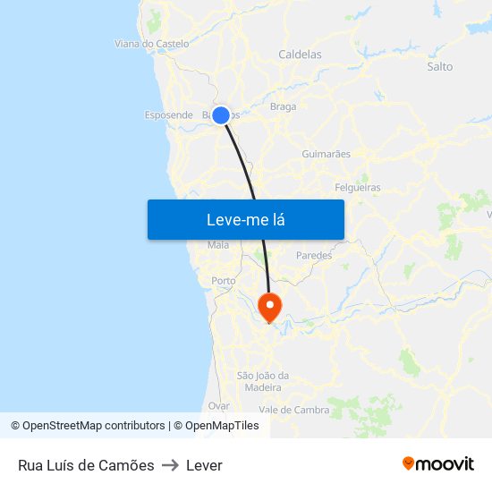 Rua Luís de Camões to Lever map
