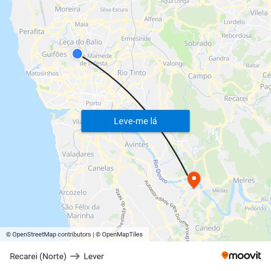 Recarei (Norte) to Lever map