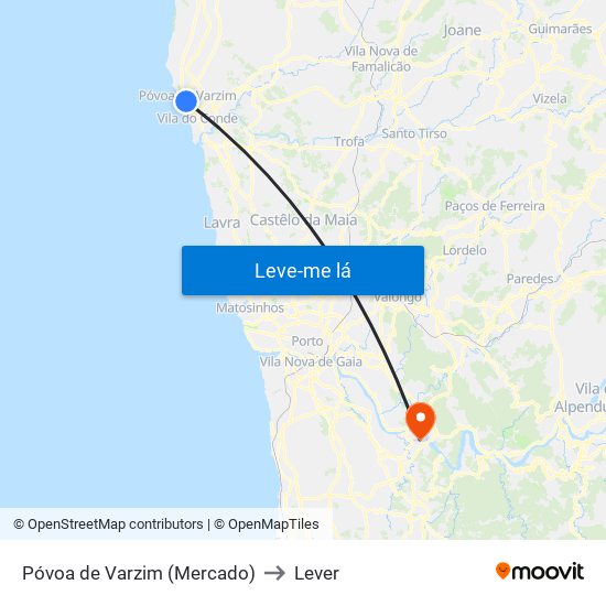 Póvoa de Varzim (Mercado) to Lever map