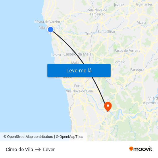 Cimo de Vila to Lever map