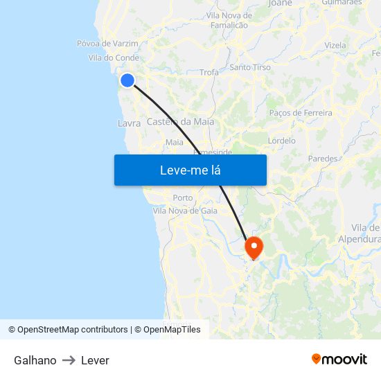 Galhano to Lever map