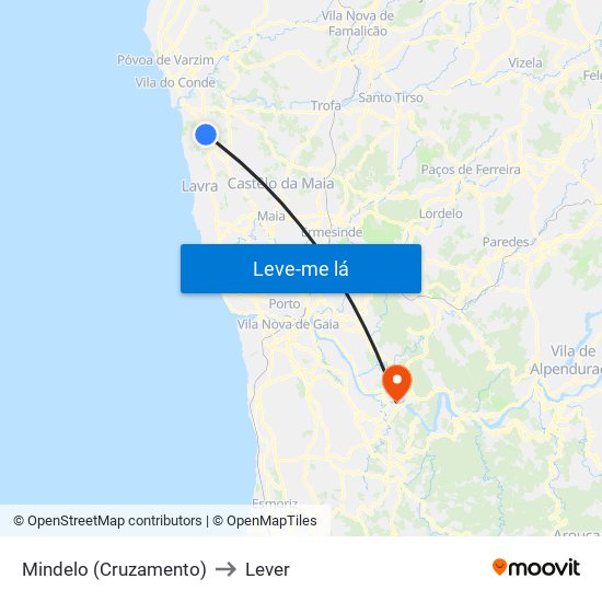 Mindelo (Cruzamento) to Lever map
