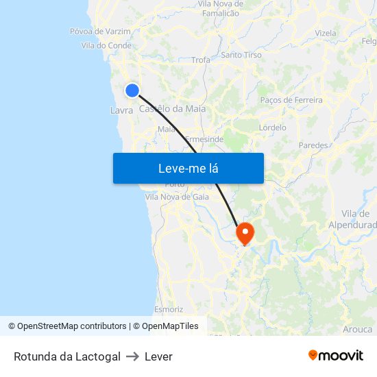 Rotunda da Lactogal to Lever map