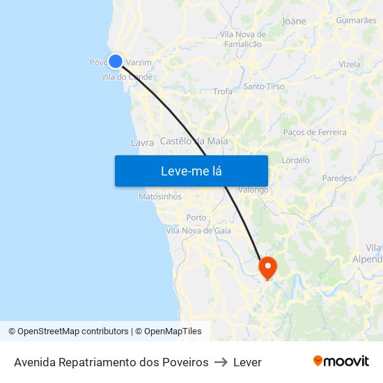 Avenida Repatriamento dos Poveiros to Lever map