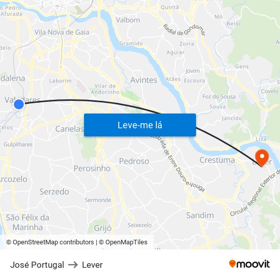 José Portugal to Lever map