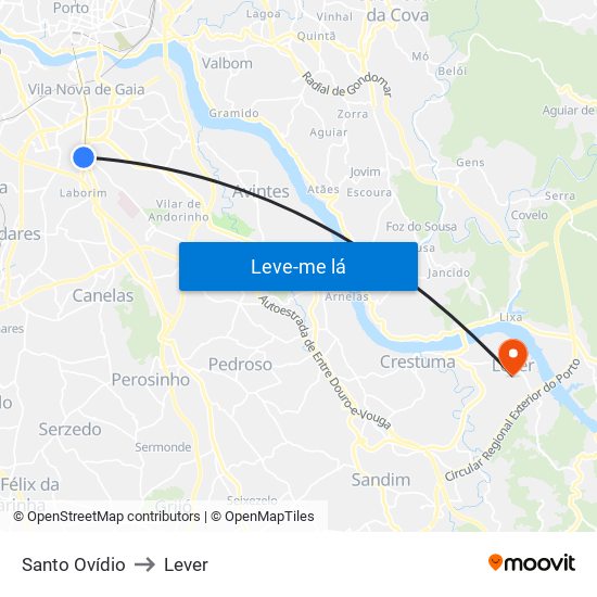 Santo Ovídio to Lever map