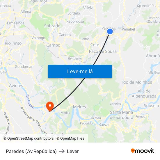 Paredes (Av.República) to Lever map