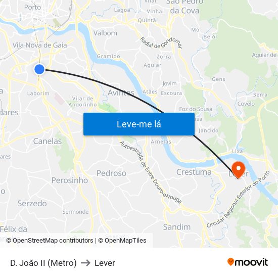 D. João II (Metro) to Lever map