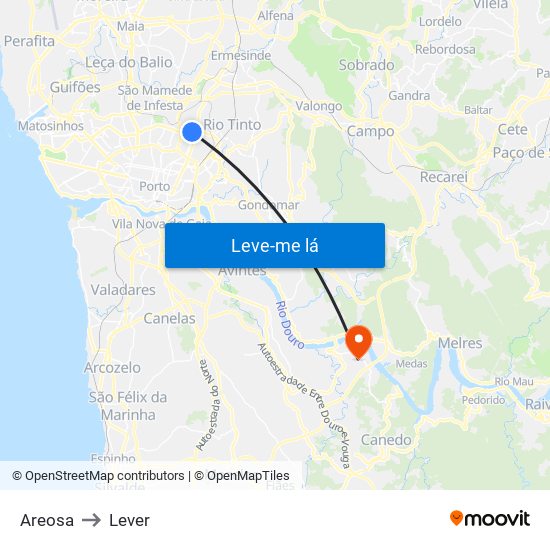 Areosa to Lever map
