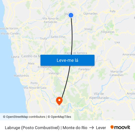 Labruge (Posto Combustível) | Monte do Rio to Lever map