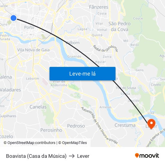 Boavista (Casa da Música) to Lever map