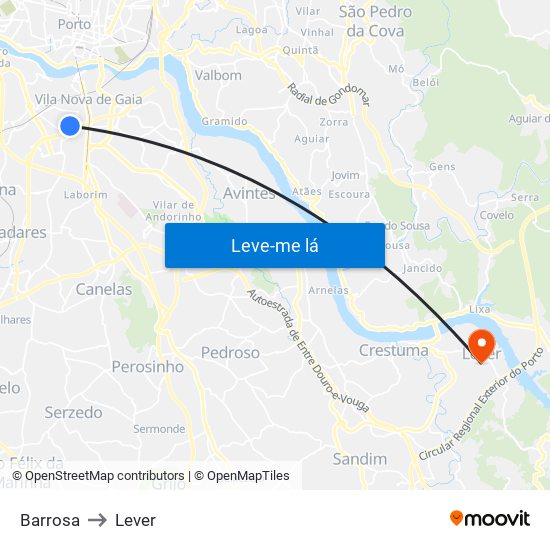 Barrosa to Lever map