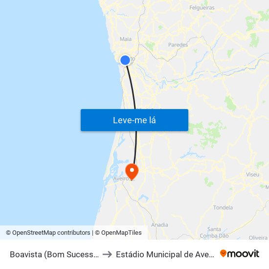 Boavista (Bom Sucesso) to Estádio Municipal de Aveiro map