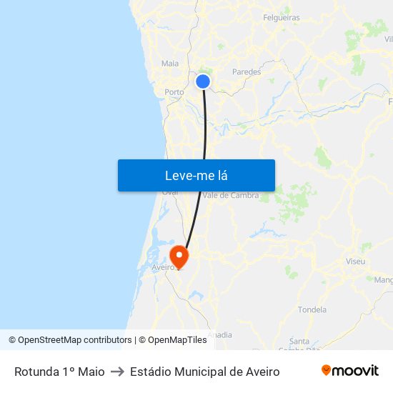 Rotunda 1º Maio to Estádio Municipal de Aveiro map