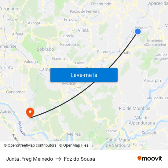 Junta .Freg Meinedo to Foz do Sousa map