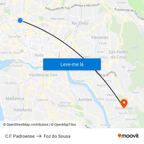 C.F. Padroense to Foz do Sousa map