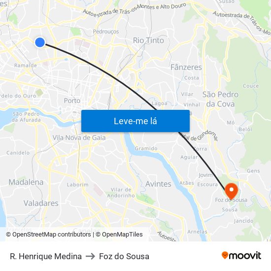 R. Henrique Medina to Foz do Sousa map