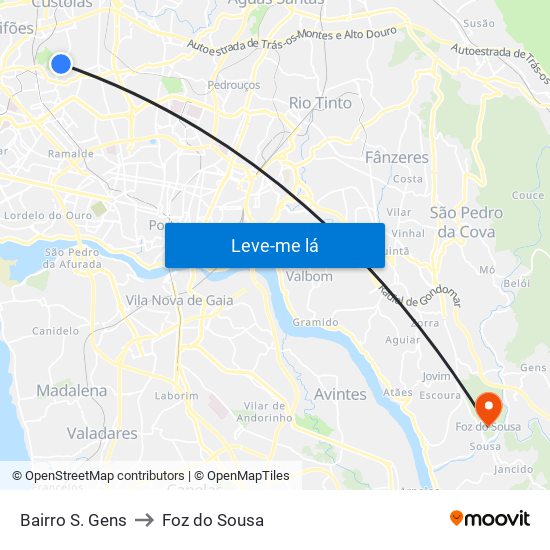 Bairro S. Gens to Foz do Sousa map
