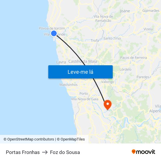 Portas Fronhas to Foz do Sousa map