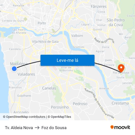 Tv. Aldeia Nova to Foz do Sousa map