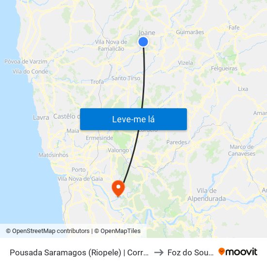 Pousada Saramagos (Riopele) | Correios to Foz do Sousa map