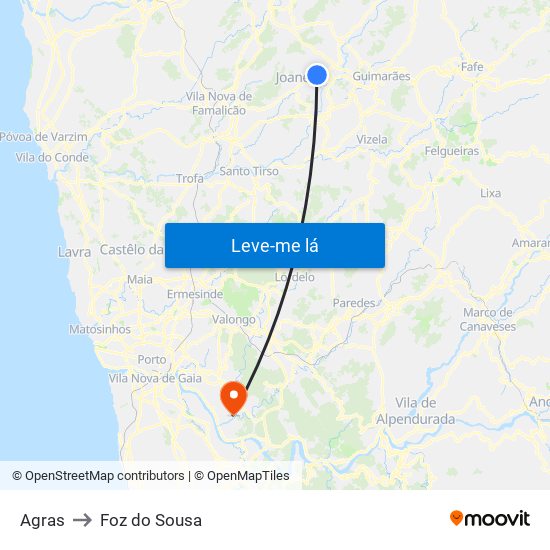 Agras to Foz do Sousa map