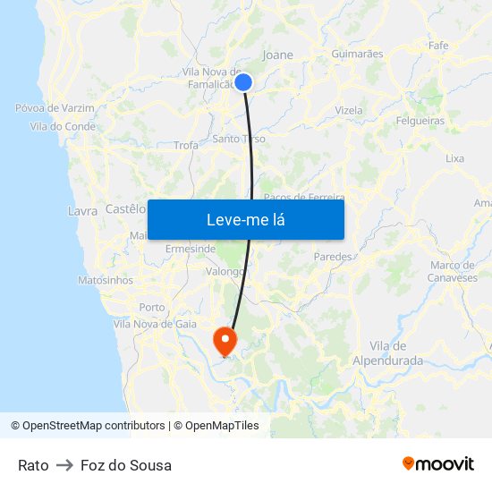 Rato to Foz do Sousa map