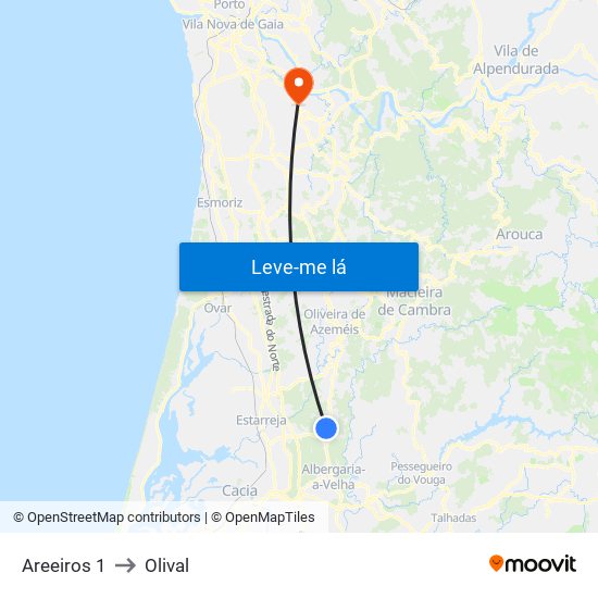 Areeiros 1 to Olival map