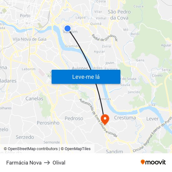 Farmácia Nova to Olival map