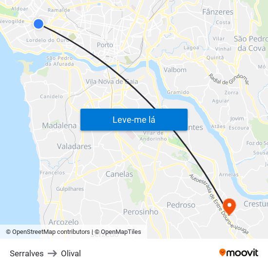 Serralves to Olival map