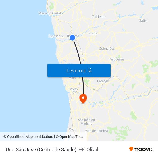 Urb. São José (Centro de Saúde) to Olival map