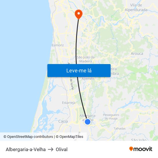 Albergaria-a-Velha to Olival map