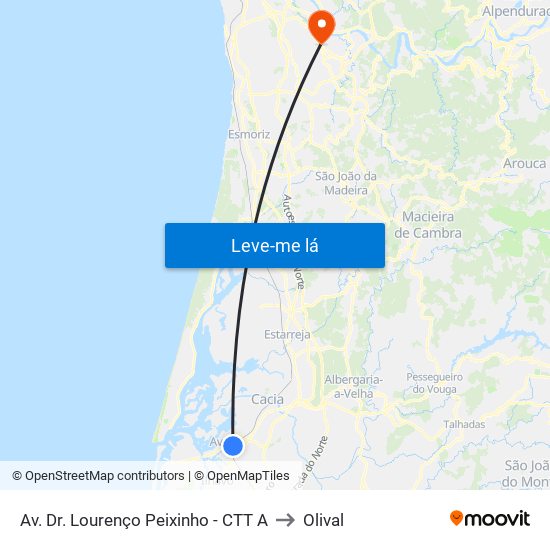 Av. Dr. Lourenço Peixinho - CTT A to Olival map