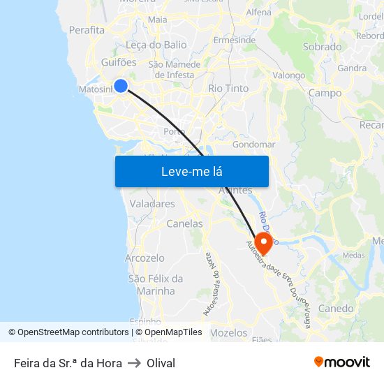 Feira da Sr.ª da Hora to Olival map