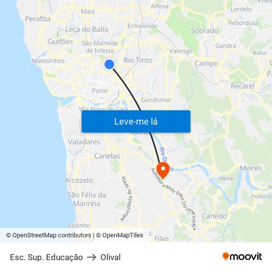 Esc. Sup. Educação to Olival map